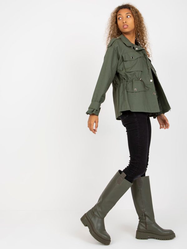 Wholesale Khaki cotton transition jacket with welts