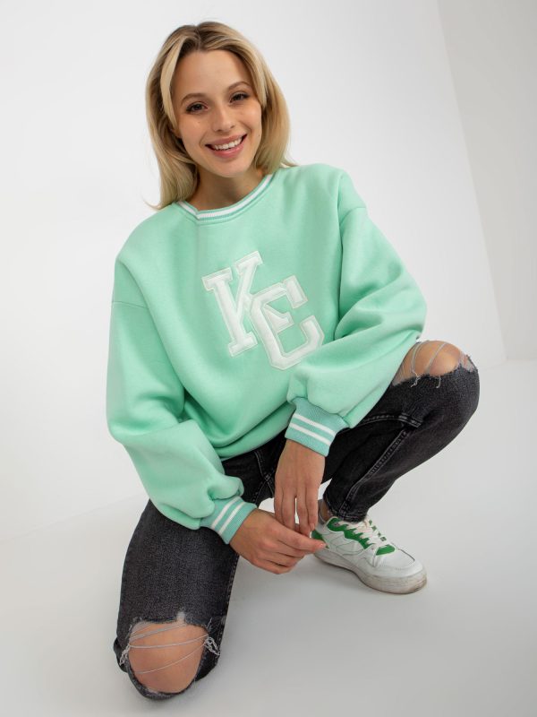 Wholesale Mint Cotton Hoodless Women's Sweatshirt