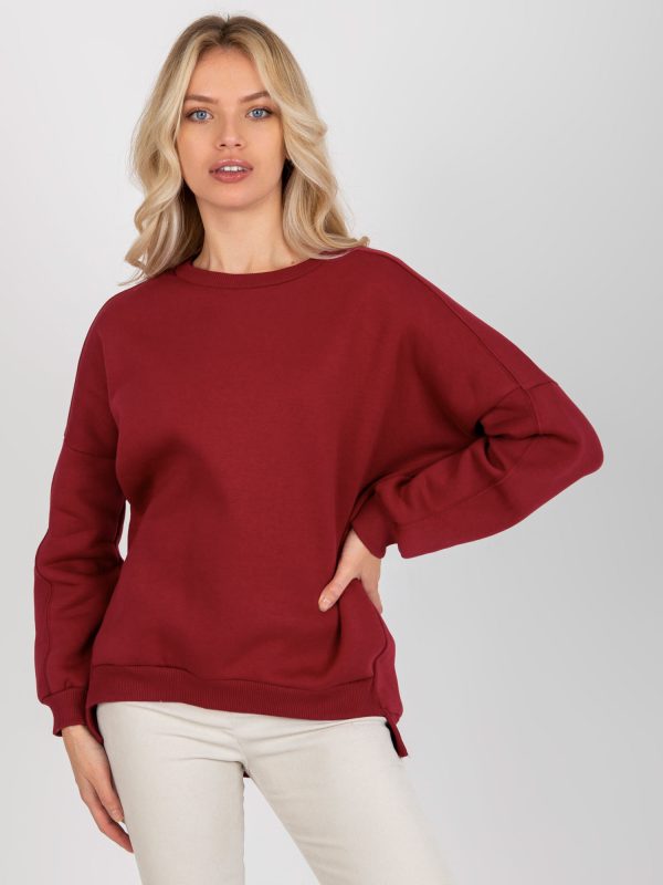 Wholesale Burgundy loose sweatshirt basic cotton