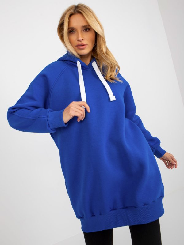 Wholesale Cobalt long sweatshirt basic with pockets