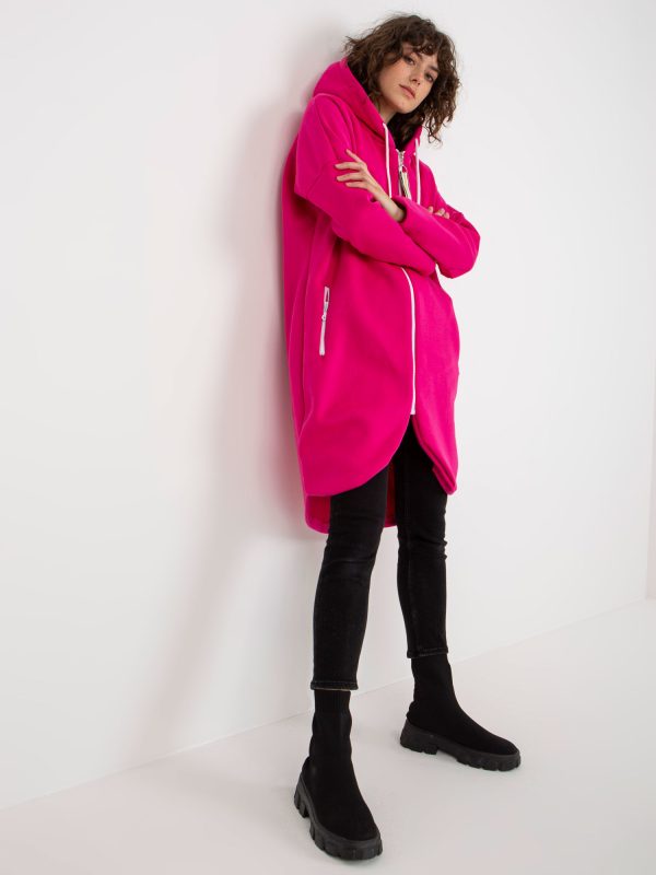 Wholesale Fuchsia long sweatshirt basic oversize Stunning