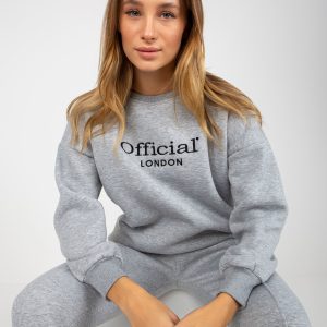 Wholesale Gray two-piece sweatshirt set with lettering sweatshirt