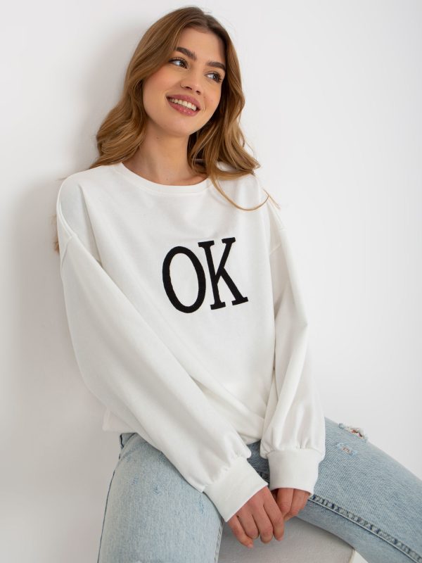 Wholesale White loose oversize sweatshirt without hood with inscription