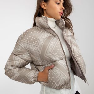 Wholesale Beige short down quilted jacket without hood