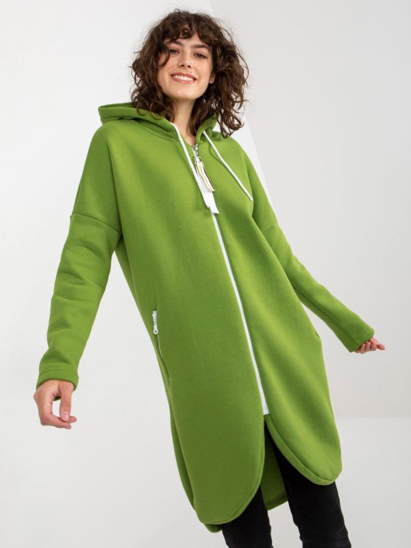 Wholesale Light Green Long Basic Hooded Sweatshirt Stunning