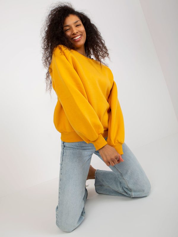 Wholesale Dark Yellow Wide Sleeve Basic Sweatshirt