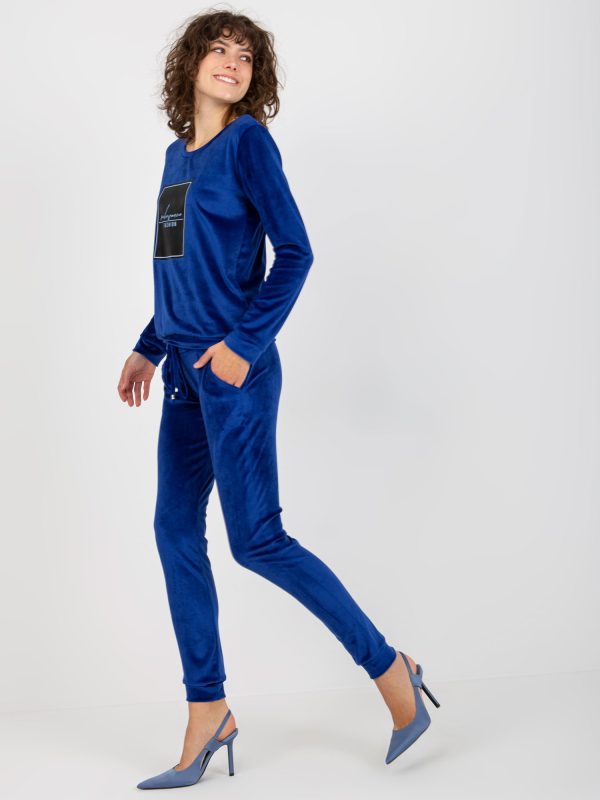 Wholesale Cobalt Ladies Printed Velour Set