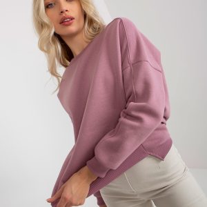 Wholesale Dirty pink basic sweatshirt with round neckline