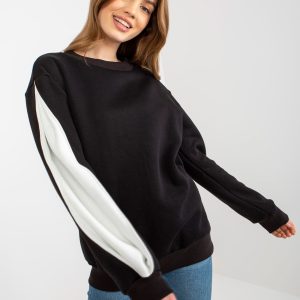 Wholesale Black hoodless sweatshirt with slit sleeves