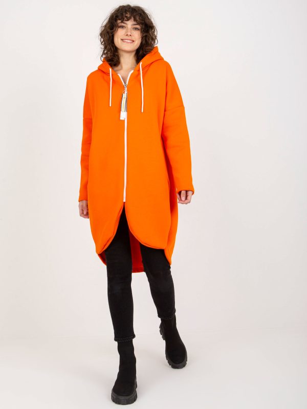 Wholesale Orange long cardigans basic sweatshirt with pockets Stunning