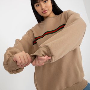 Wholesale Dark beige sweatshirt for women oversize without hood