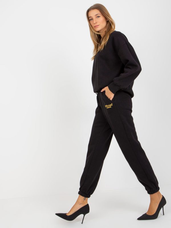 Wholesale Black two-piece sweatshirt set with oversize sweatshirt