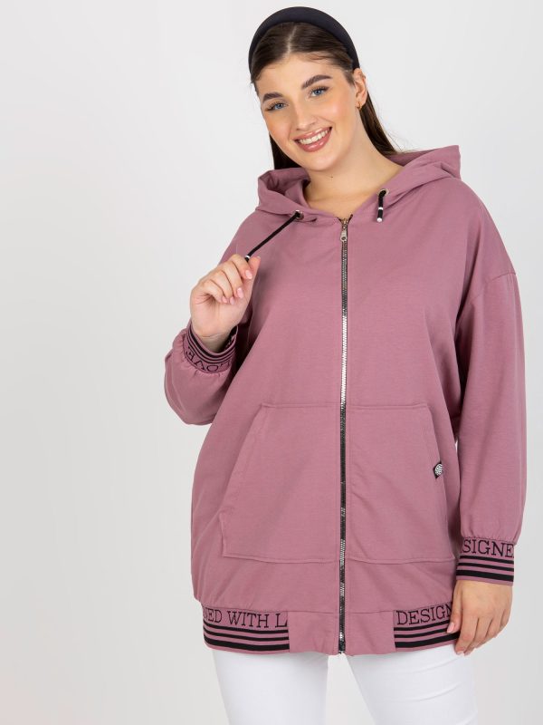 Wholesale Dirty Pink Plus Size Hooded Sweatshirt