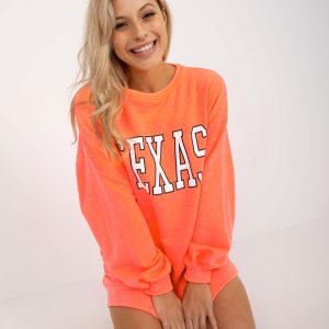 Wholesale Fluo orange oversize sweatshirt with print