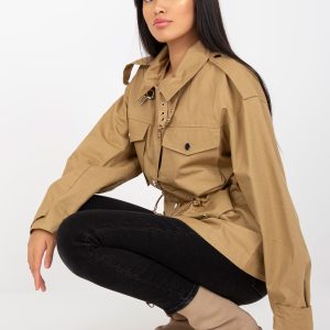 Wholesale Camel cotton transition jacket with welts