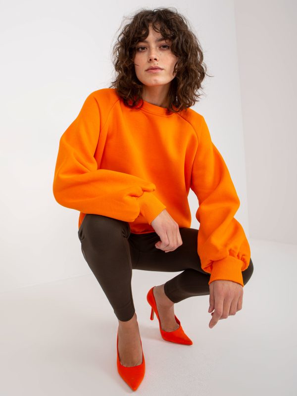 Wholesale Orange Oversized Basic Sweatshirt