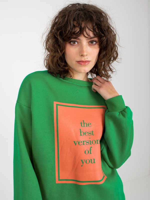 Wholesale Green oversize sweatshirt with print