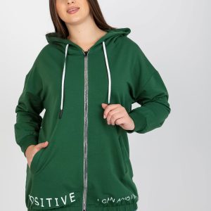 Wholesale Dark green plus size sweatshirt with inscriptions