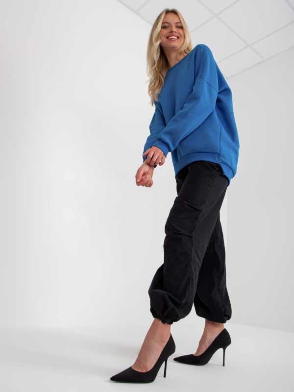 Wholesale Dark Blue Basic Cotton Sweatshirt