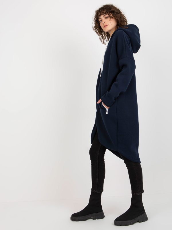 Wholesale Navy blue long sweatshirt basic oversize Stunning