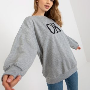 Wholesale Gray loose-fitting oversize hoodie with inscription