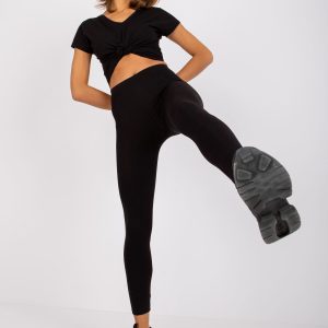 Wholesale Black Brigitte High Waist Basic Leggings