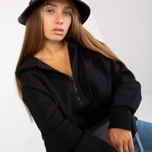 Wholesale Black cardigan sweatshirt with hood SUBLEVEL