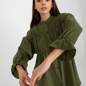 Wholesale Khaki boho shirt with ruffles and ruffles OCH BELLA