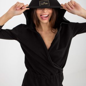 Wholesale Black wrap mini dress with pockets OCH BELLA