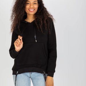 Wholesale Black kangaroo sweatshirt with hoodie OCH BELLA