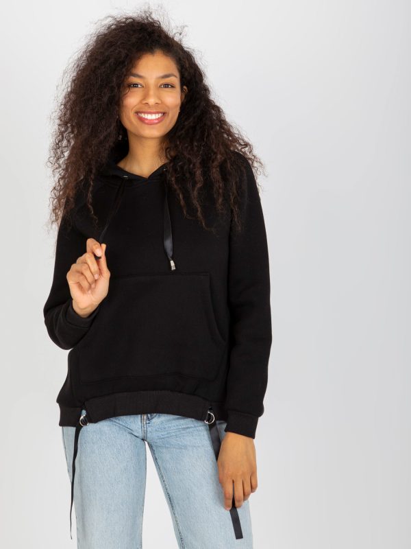 Wholesale Black kangaroo sweatshirt with hoodie OCH BELLA