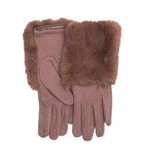 Wholesale Beige winter gloves with fur