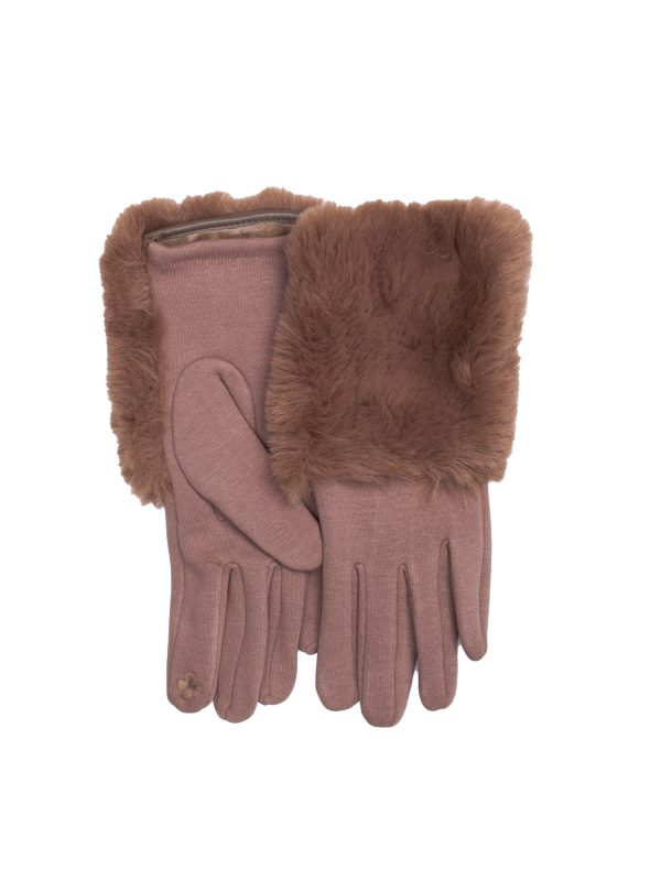 Wholesale Beige winter gloves with fur