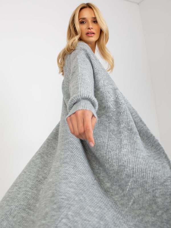 Wholesale Gray long knitted cardigan