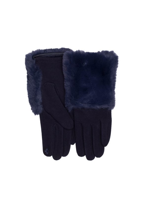 Wholesale Navy winter gloves with fur