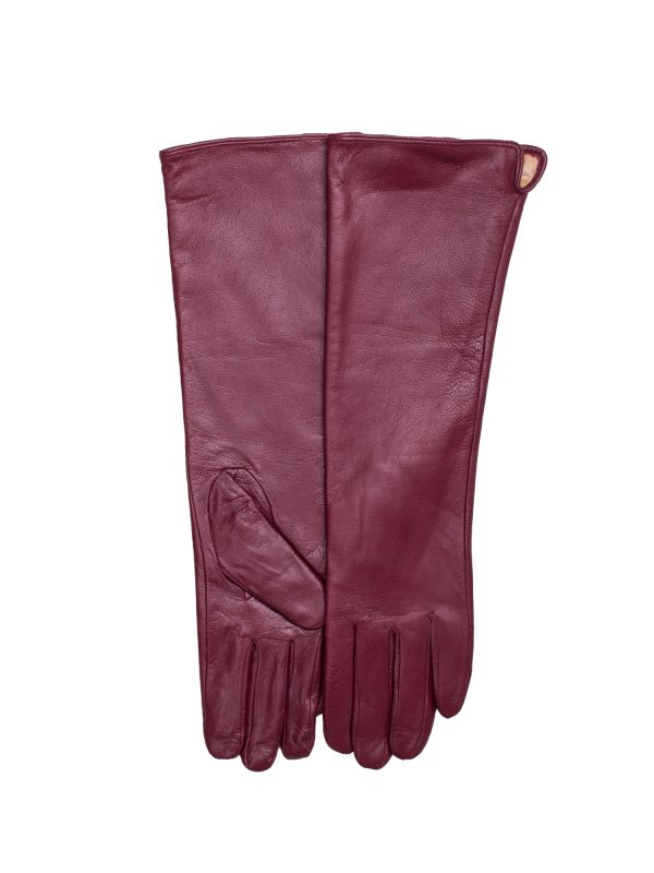 Wholesale Burgundy eco leather long gloves