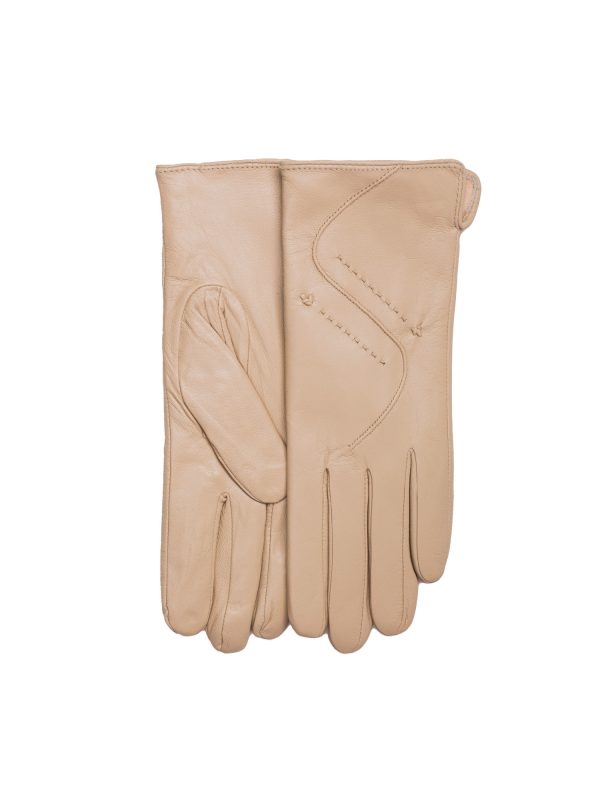 Wholesale Women's light beige eco-leather gloves