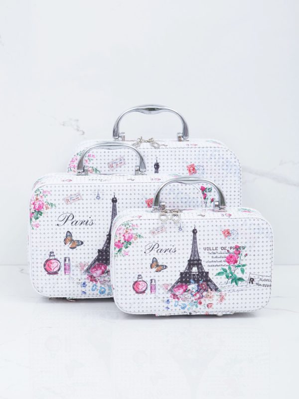 Wholesale White cosmetic bags with patterns 3 pcs.