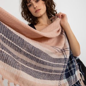 Wholesale Pale Pink Plaid Ladies Scarf with Fringe