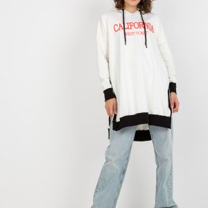 Wholesale Ecru long oversize sweatshirt with lettering and slits