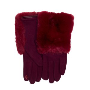 Wholesale Burgundy winter gloves with fur