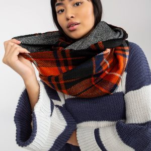 Wholesale Orange-Black Women's Plaid Winter Chimney