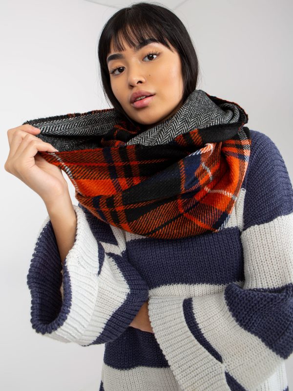 Wholesale Orange-Black Women's Plaid Winter Chimney