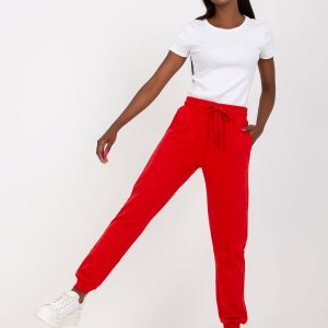 Wholesale Red sweatpants for women basic high waisted