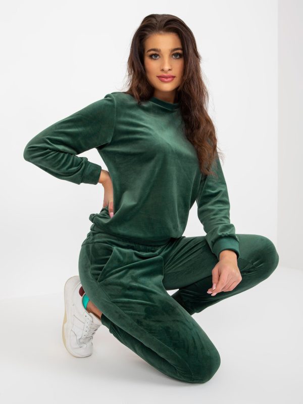 Wholesale Dark green women's velour set Brenda RUE PARIS