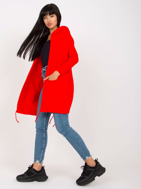 Wholesale Red classic cardigan with pockets Patty RUE PARIS