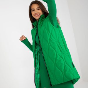 Wholesale Green zipper vest with quilting RUE PARIS