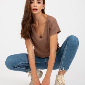 Wholesale Brown basic short sleeve t-shirt