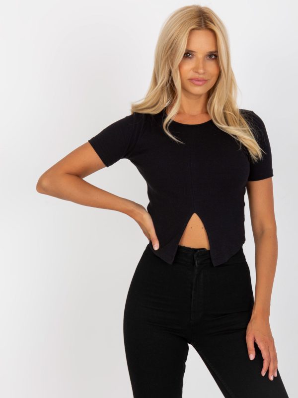 Wholesale Black short top basic in stripe RUE PARIS