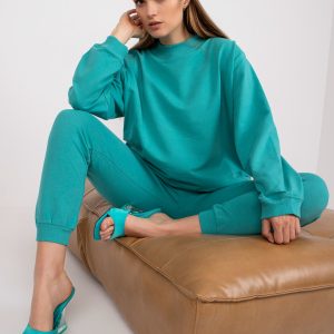 Wholesale Basic turquoise sweatshirt with oversized design